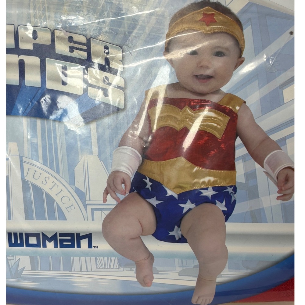 DC Super Friends Wonder Woman Newborn Costume Set Bodysuit Headband 0-3M NWT